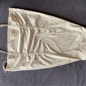 Beige Midi Skirt with Drawstring Detail